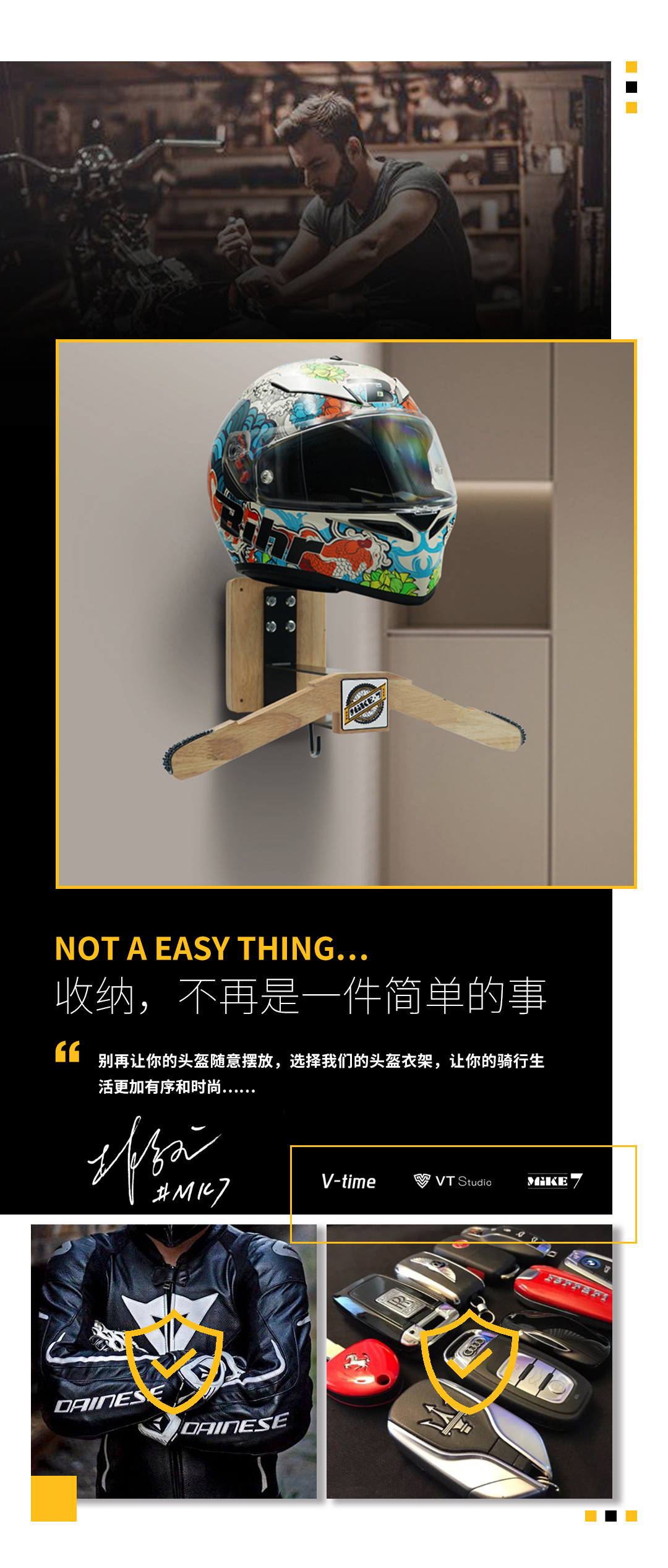 Motorcycle Helmet Storage Rack Wall Mounted