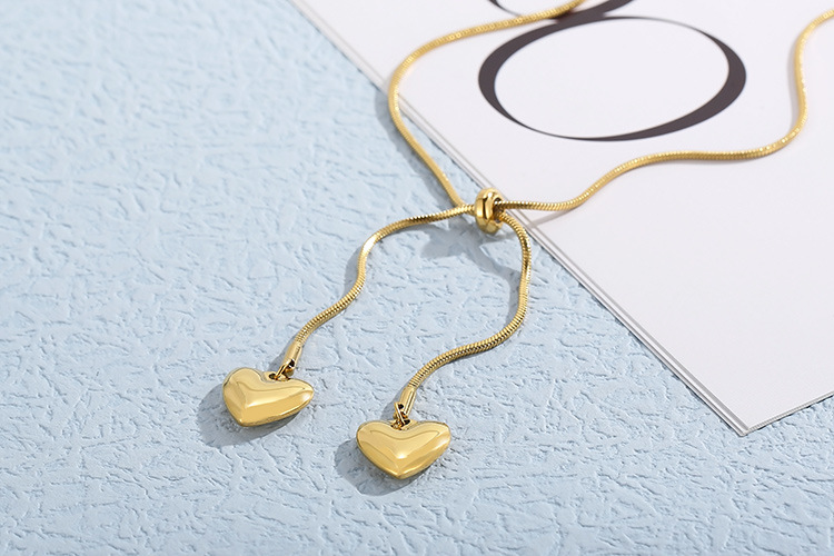 18K Real Gold Plated Plating Material 304 Stainless Steel Pendant Material Fashion Heart Shape Titanium Steel Necklace 1 Piece
