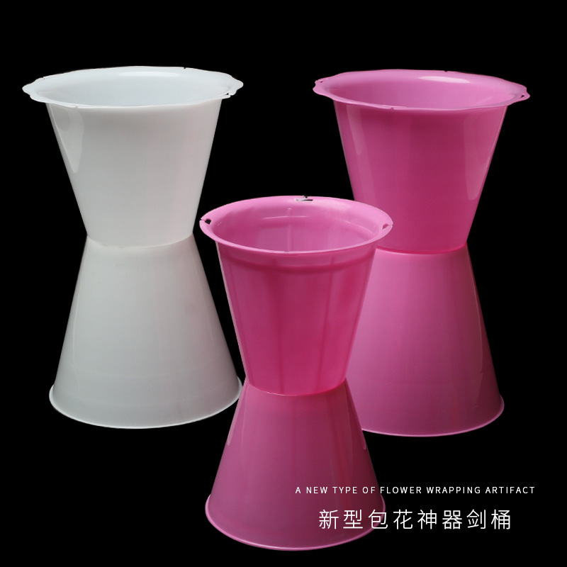 Brillante estilo Chanel envoltura de flores artefacto tubo de flecha de plástico grande tamaño pequeño mayor arreglo floral fijo liner titular de la flor de la base