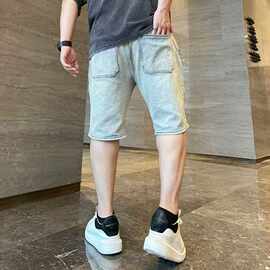 夏季大码男装130-300斤微胖胖子加肥加大破洞牛仔短裤大码五分裤