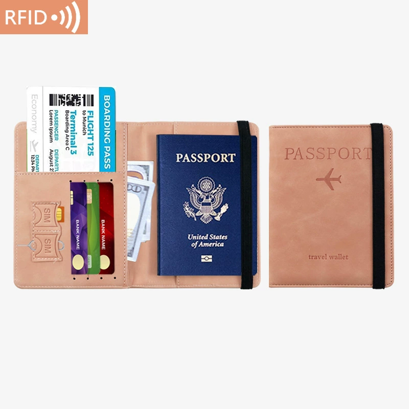 Портмоне для паспорта (из кожзаменителя) с блокировкой RFID, мультикарточный дорожный кошелек, 15×11×1 см