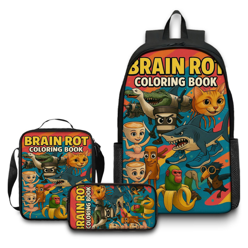 国境を越えた新製品イタリア Brainrot デジタル印刷バックパック木の棒マン山海経学生スクールバッグ|undefined