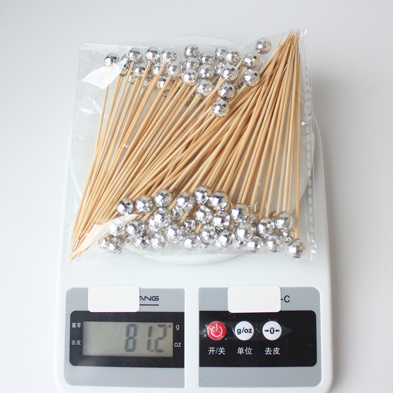 Bola de discoteca perlas palo de fruta 100 unids/cubierto de Tierra esférica espejo cóctel palo desechable palo de bambú Amazon