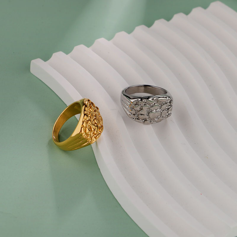 Herren Nugget Ring Aus Edelstahl Im Hip Hop Stil Statement Schmuck_voghion.com