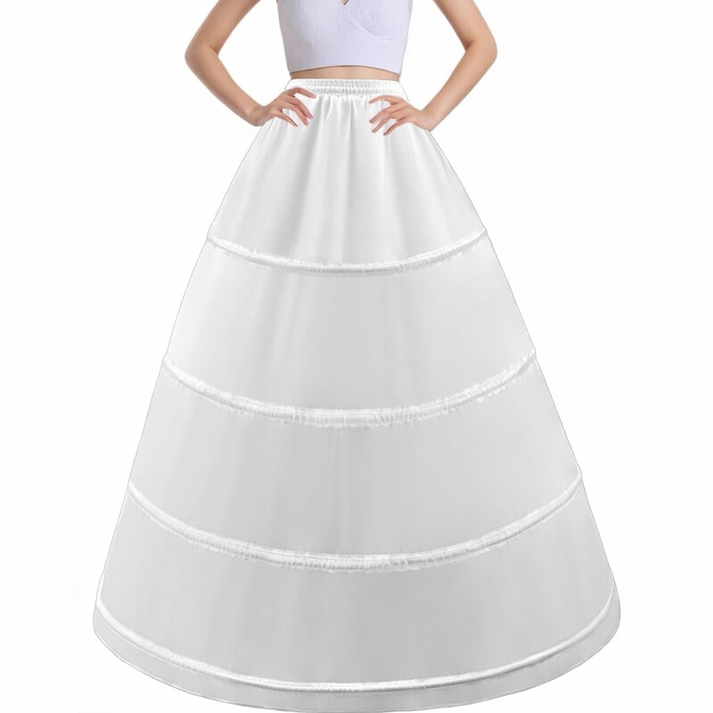 4-bone petticoat for everyday use, Amazon dress with four steel ring hoops, puffy skirt support, elastic waistband, wholesale