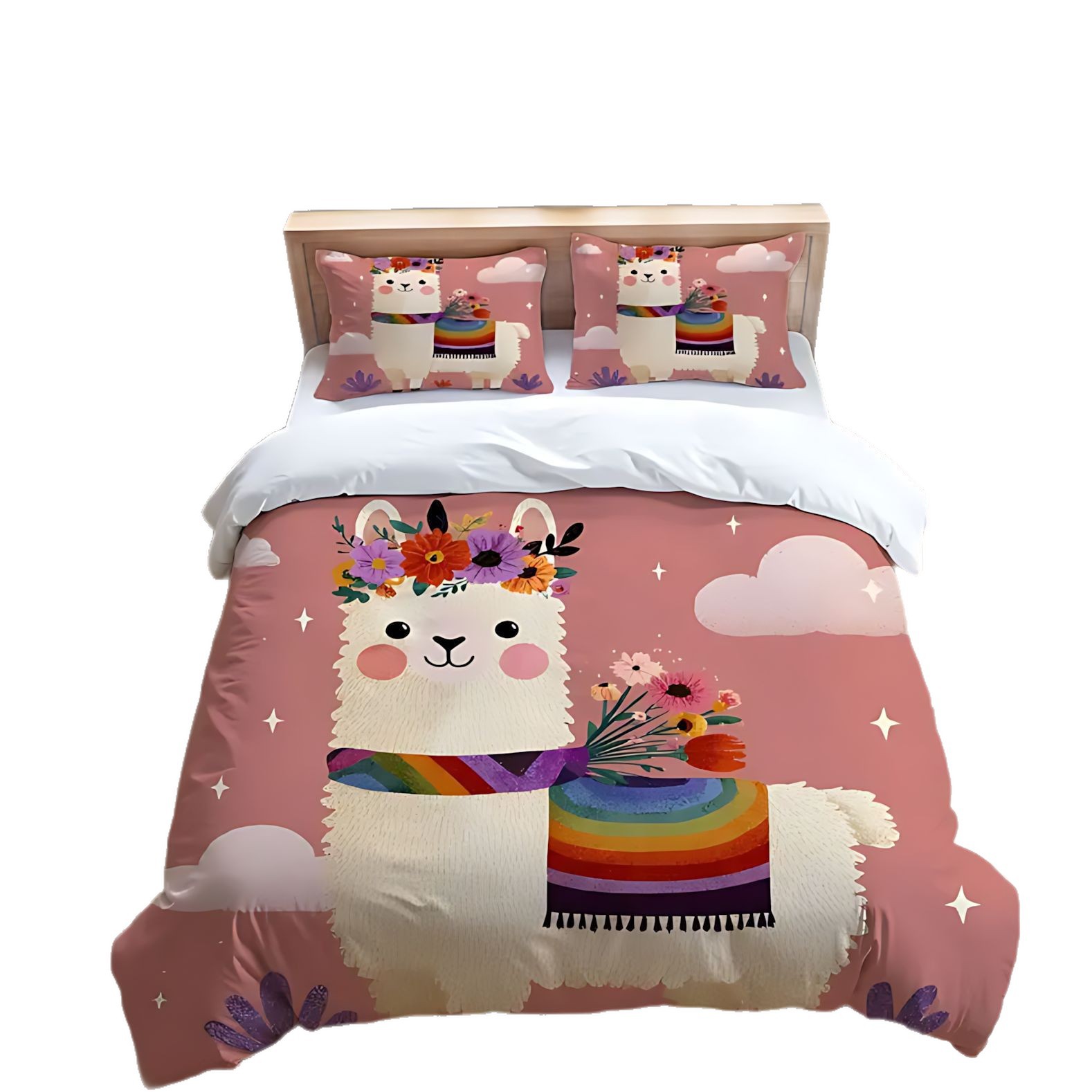 TEMU / JIT cómodos alpaca dibujos animados set edredón fuente de impresión digital 3D fabricantes de dibujo puede fijarse