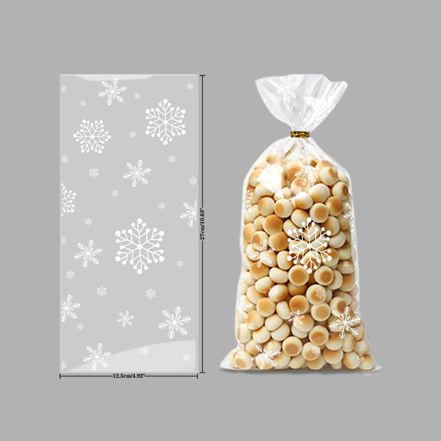 흰색 눈송이(50개 봉지 + 60개 와이어), 12.5*27cm, OPP