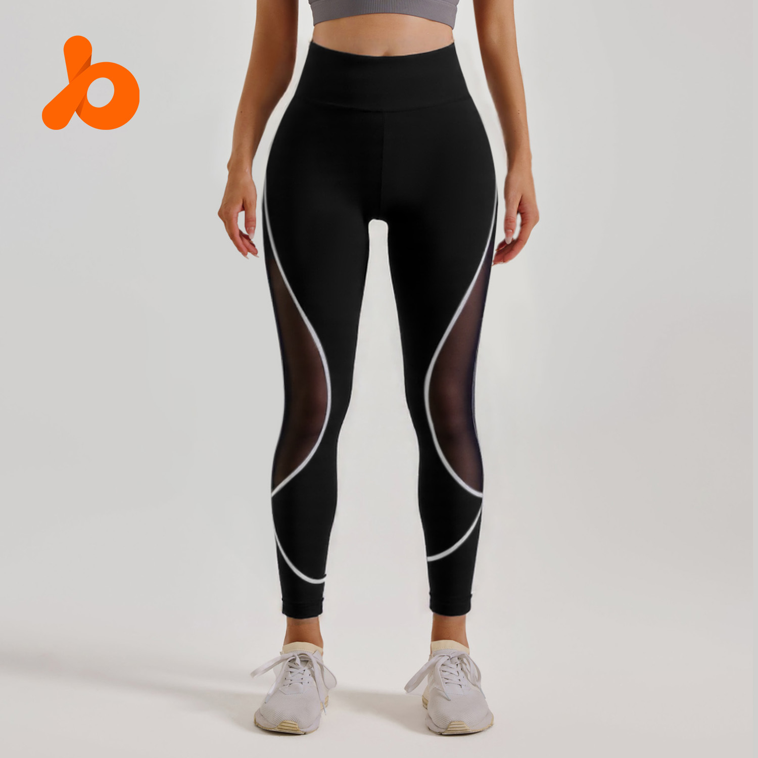 Pantalones de yoga de malla a juego de color de zona transfronteriza, costuras europeas y americanas, cintura alta, glúteos, pantalones deportivos para correr, mujeres