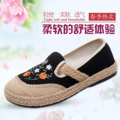 Spring New Old Beijing Cotton Shoes Women's Single Shoes Ethnic Style Fisherman Shoes Slip-On Soft Sole Comfort Mother Shoes