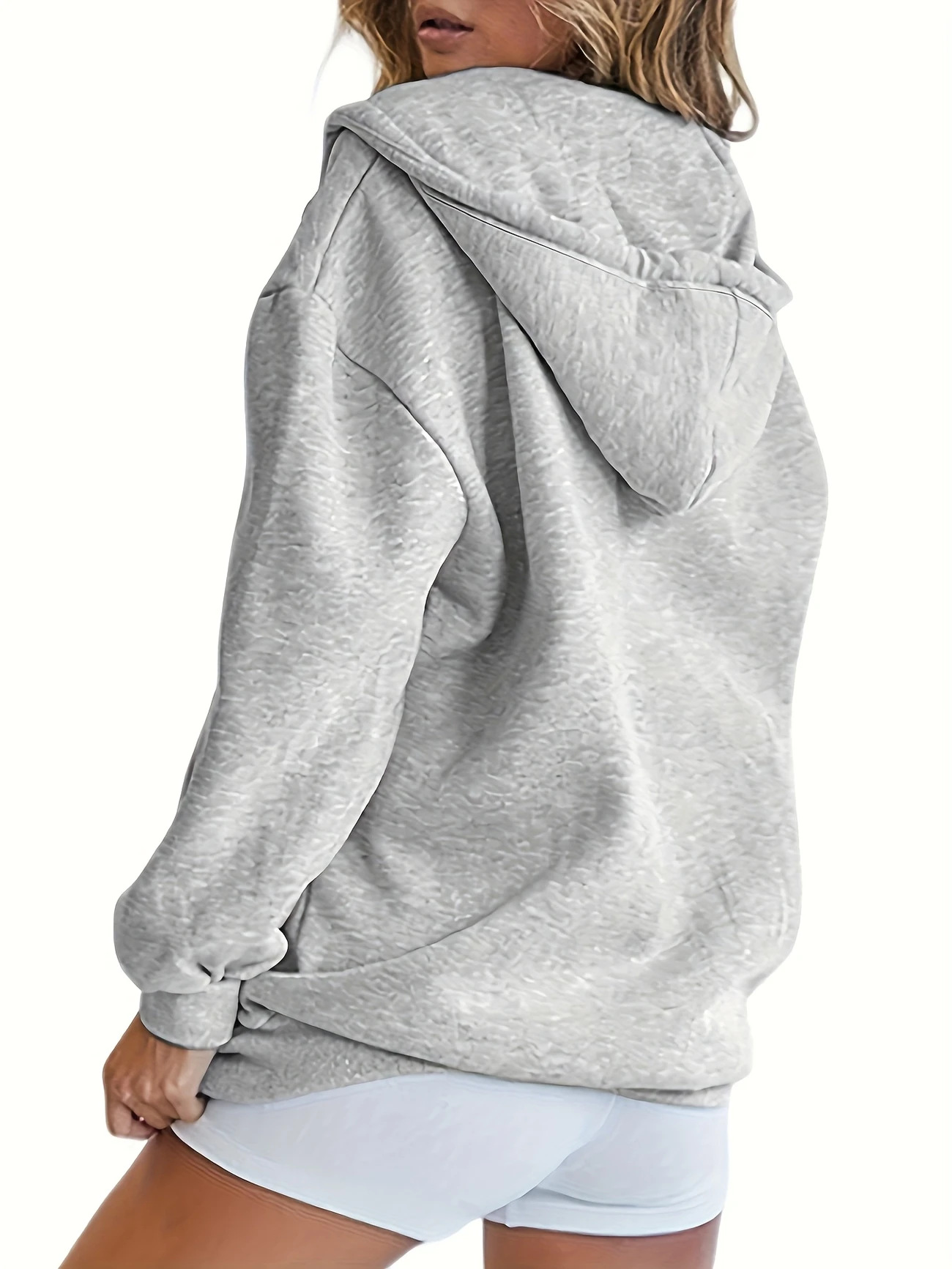 ​Women's Fleece Zip-Up Hoodie With Geometric Print - Lightweight, Warm & Stylish Casual Jacket For Outdoor & Daily Wear​_ecoleips.com