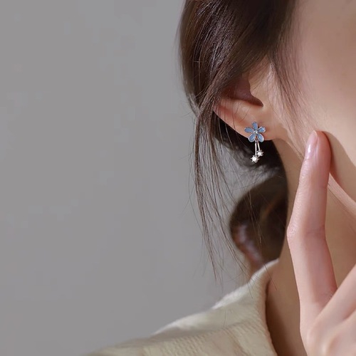 New trendy style dripping oil flower earrings for women, sweet tassel earrings, niche design, high-end earrings