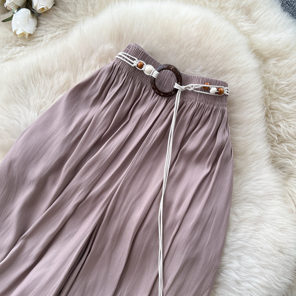 High-Waisted Wide-Leg Pants Korean Style Casual Women's Elastic Waistband Flattering Relaxed Fit For Commuting_ecoleips.com