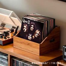 跨境木质乙烯基唱片存储箱复古唱片架相册存储收纳盒唱片收纳箱