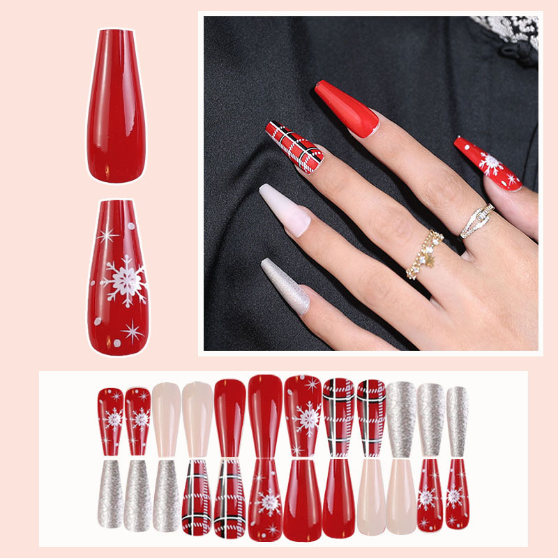 Navidad desgaste armadura nupcial clavo artificial acabado uñas pieza caja desmontable parche de uñas