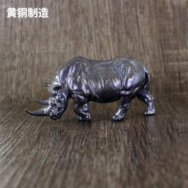 黄铜犀牛摆件手工铜镇笔架礼物手把件老黄牛金属工艺品白铜批发
