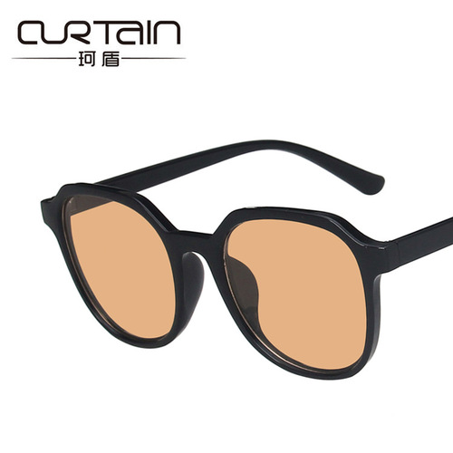 Concave shape Korean version ins street shooting fashion brown sunglasses women's all-match model showing small face  sunglasses square