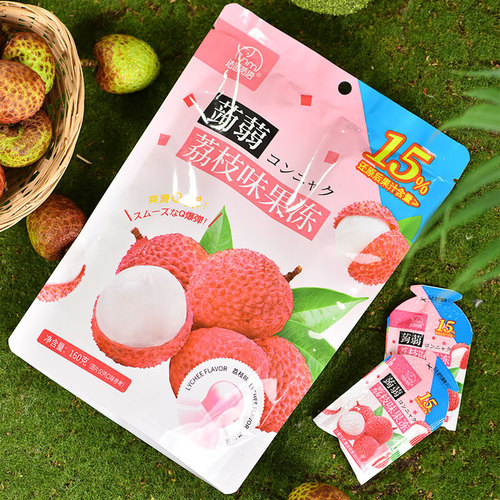 Fashimi Fruit Jelly Snack - Strawberry, Lychee, and Blueberry Flavor, 160g (approximately 13 pieces)