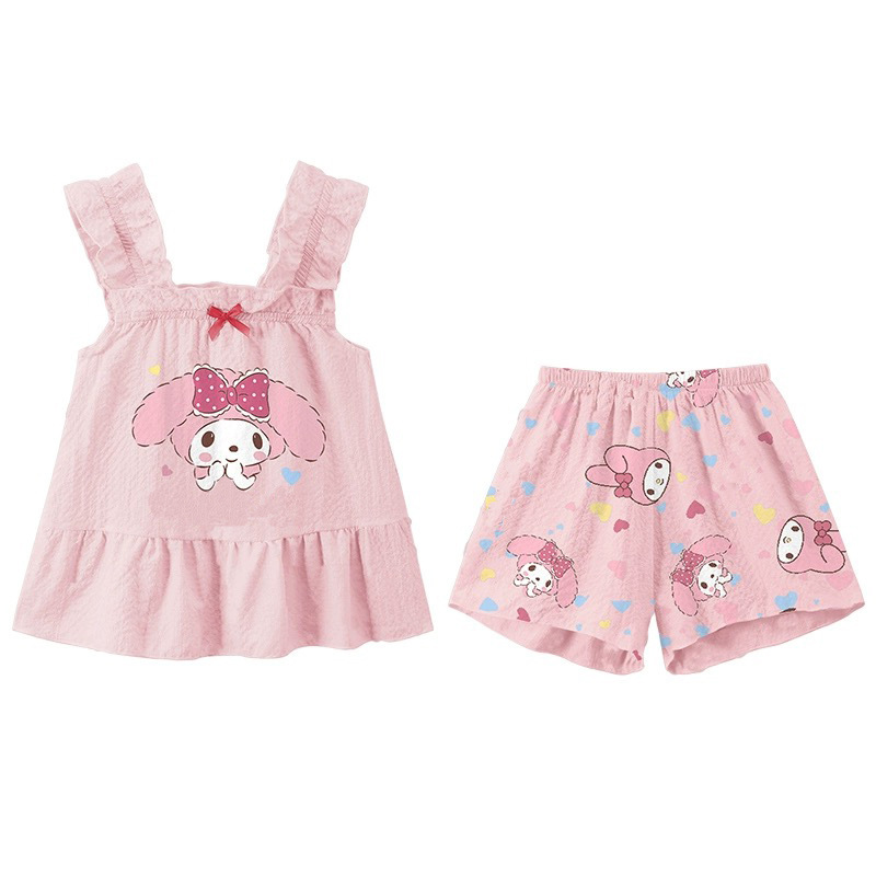 Niñas chaleco camisola arco pijamas Niña impresa princesa niños verano sin mangas homewear Set