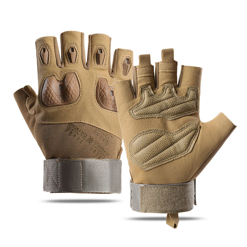 Guantes al aire libre para hombres de ciclismo antideslizante amortiguación medio dedo entrenamiento de protección de cáscara dura montaña guantes tácticos anti-corte