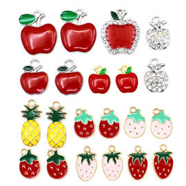 跨境滴油饰品配件水果类草莓小挂件DIY耳环项链吊坠钥匙扣配件