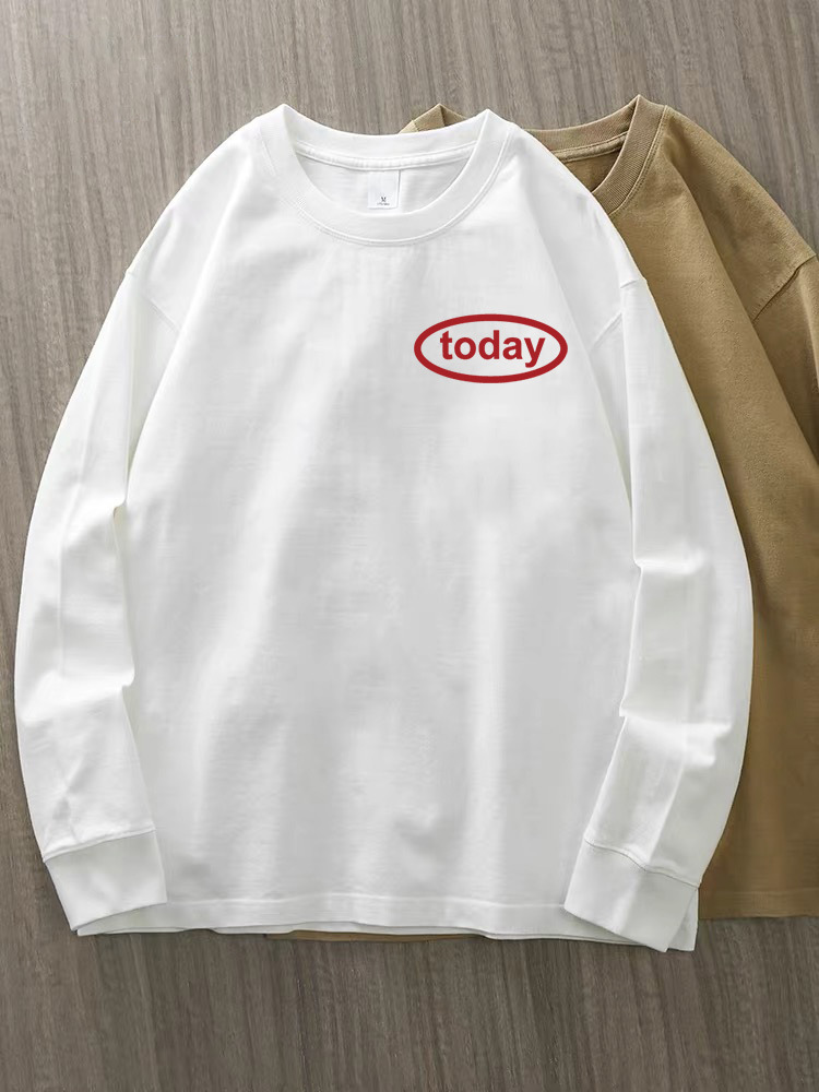 230g 100% algodón de alta gama camiseta de mujer de manga larga primavera y otoño nuevo estilo coreano camiseta de cuello redondo para mujeres