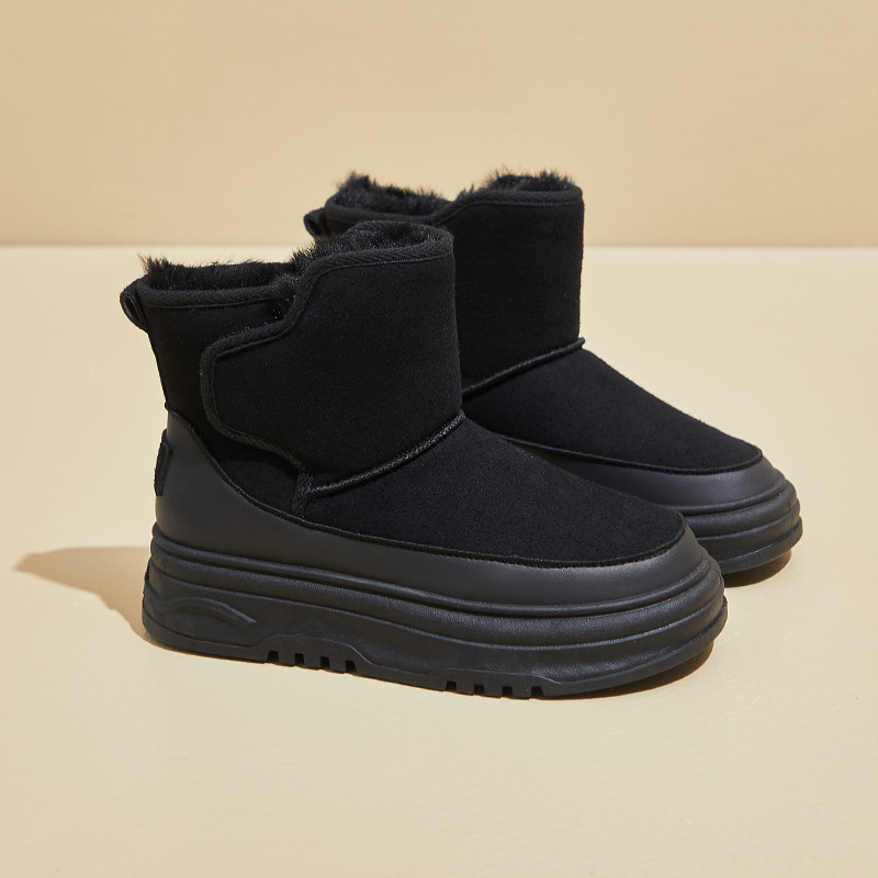 Botas de Nieve de Caña Alta para Mujer de Tela, Algodón y Peluche Sintético Térmicas para Uso Diario