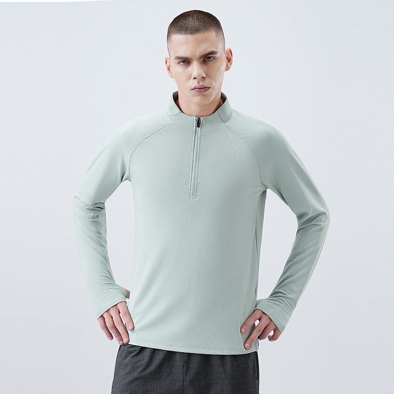 Nuevo otoño y invierno medio cremallera rápida secado de manga larga ropa de secado rápido hombre camiseta deportiva de ejercicio de bicicleta ropa de carrera
