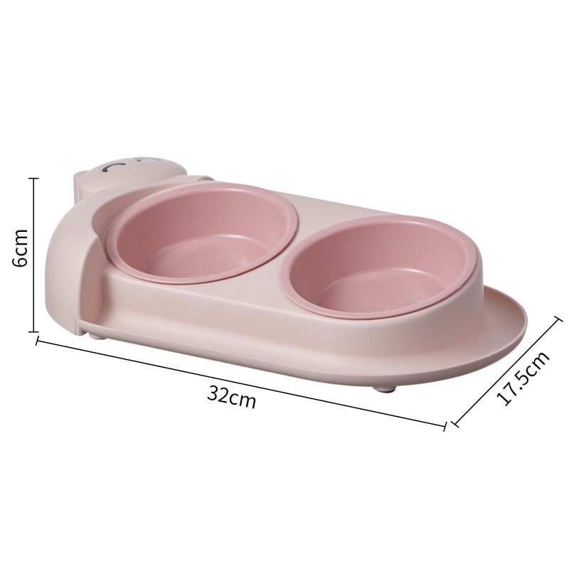 Nuevo cuenco para mascotas, doble cuenco de acero inoxidable para perros, cuenco para gatos anti-volcado, cuenco de comida lenta, cuenco para gatos con cuello de 15 ° para perros al por mayor