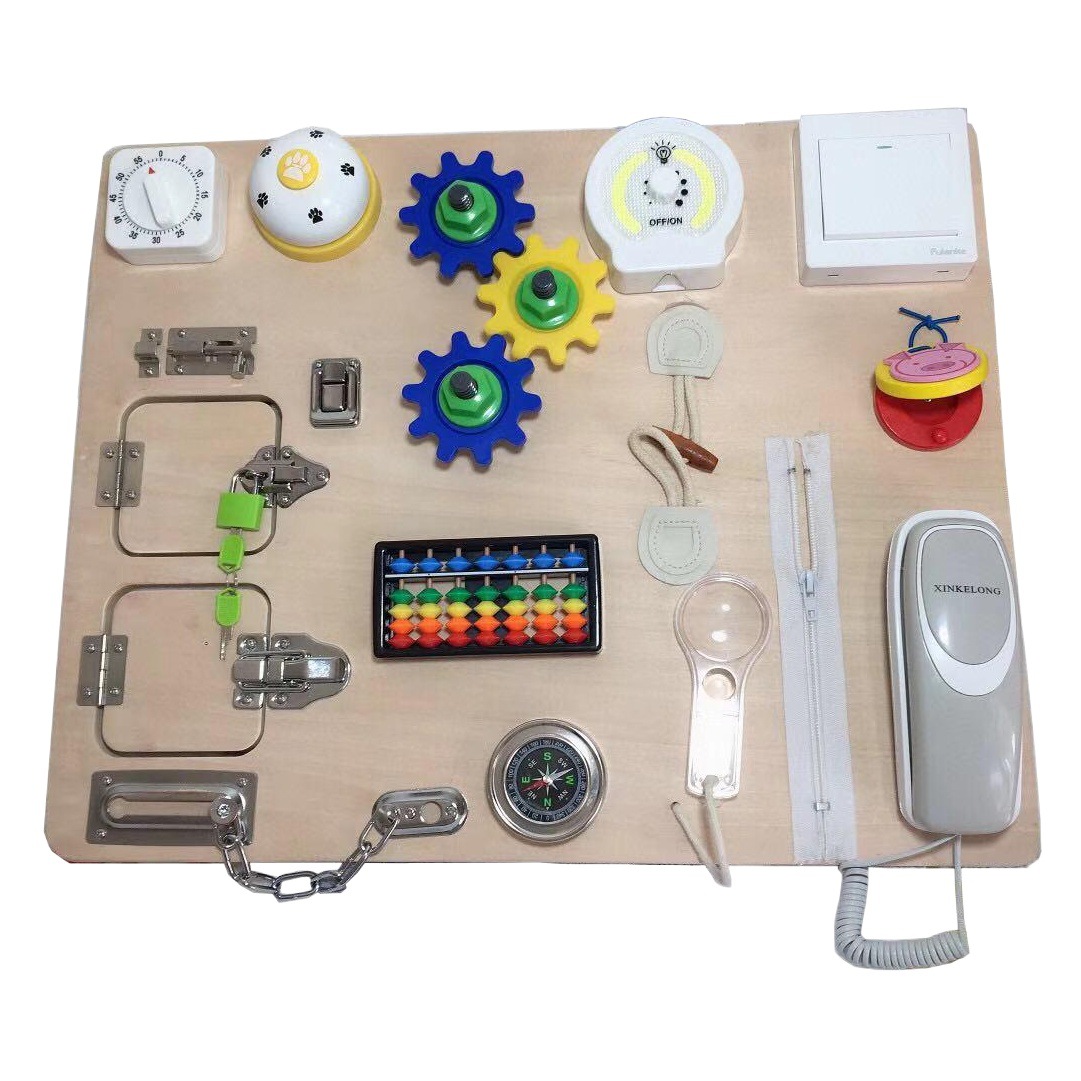 Ayudas de enseñanza Montessori para niños educación temprana juguetes educativos de desbloqueo bebé Montessori 21-en-1 tablero ocupado