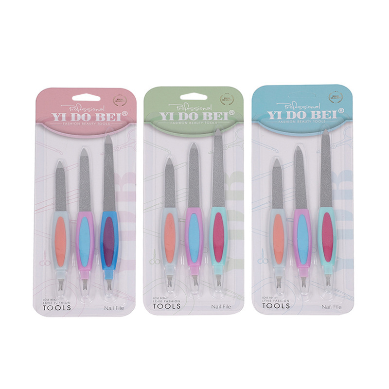 Double-sided exfoliating plastic manicure tools set stainless steel…