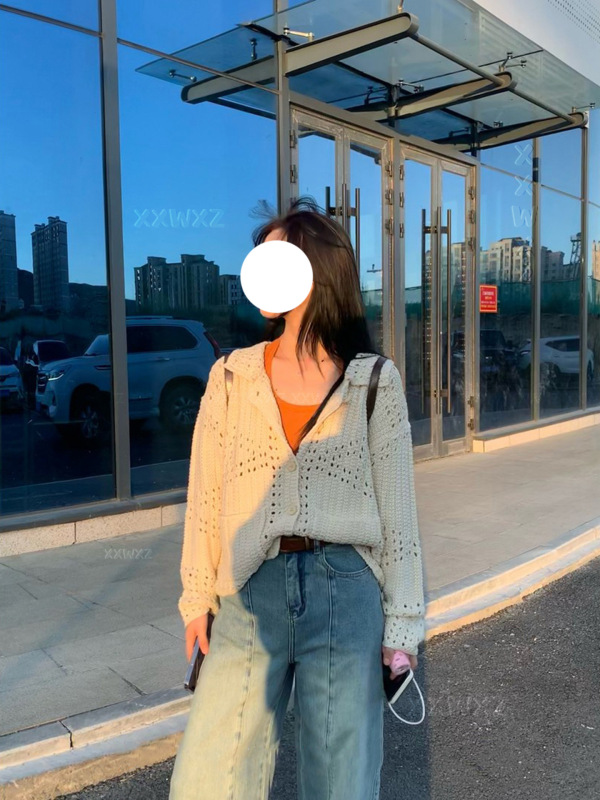 慵懒风气质镂空针织开衫女装2025秋季新款宽松休闲毛衣超好看上衣|undefined
