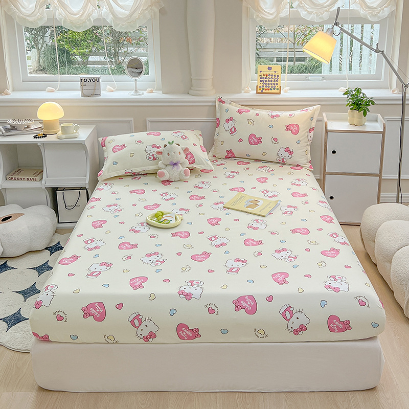 Fresh and Simple Fitted Sheet, Washed Cotton Mattress Protector, Single Piece Bed Cover, Three-Piece Set, Single Fitted Sheet Wholesale