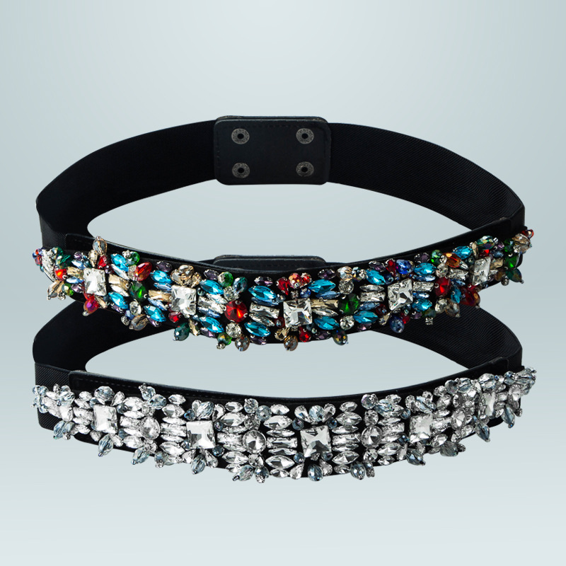 Ceinture Baroque En Tissu Élastique Noir Avec Diamants En Gros Nihaojewelry display picture 3