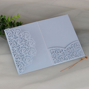 Amazon Valentine's Day Rose Mist Orchid Invitation Wedding Lace Invitation Blessing Greeting Card Cover Spot Direct Sales