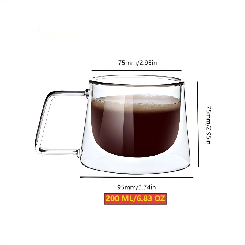 Transfronterizo de alto borosilicano de alto valor facial taza de café de leche resistente a los trópicos con mango taza acompañante de mano regalo explosivo doble aislamiento de vidrio