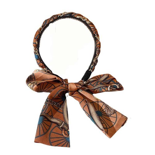 Retro chain streamer headband new satin fabric pressure headband headband women's hair tied system braided headwear