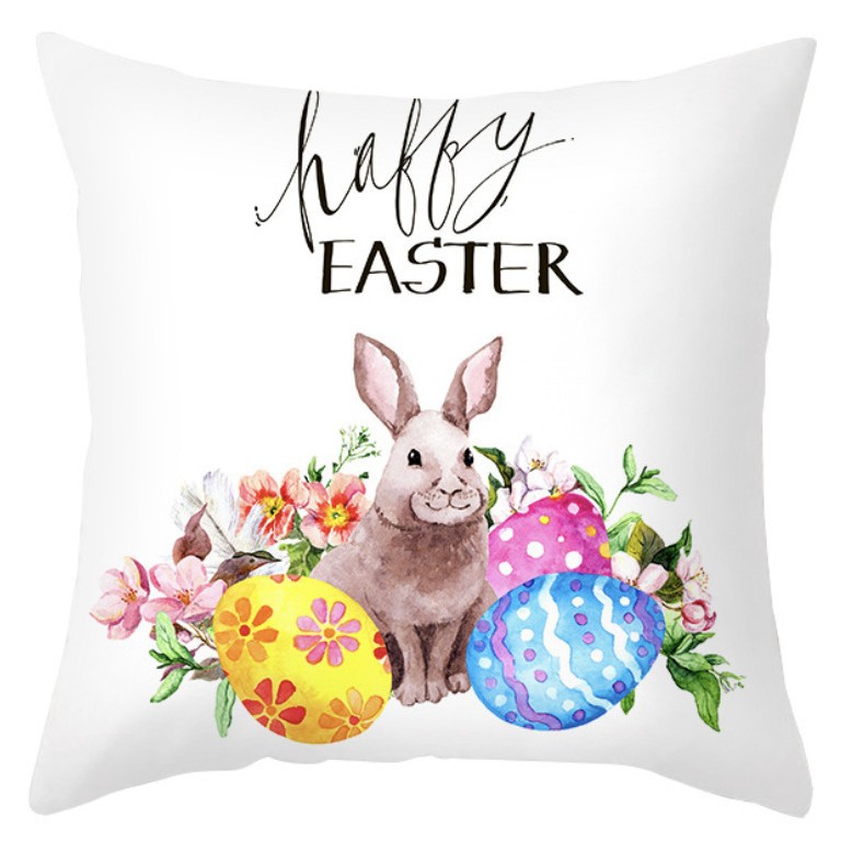 Amazon lino transfronterizo corto peluche conejo de Pascua acuarela guirlandas decorativas para el hogar almohadilla de almohada