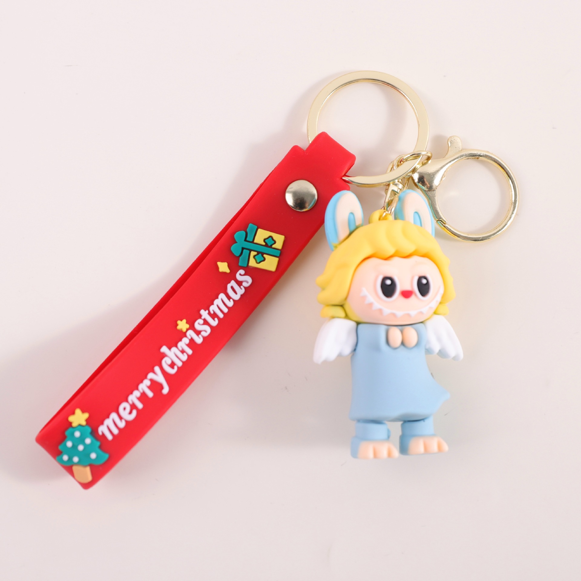 Navidad labubu colgante llavero muñeca dibujos animados pegamento suave labubu bolso pequeño colgante al por mayor