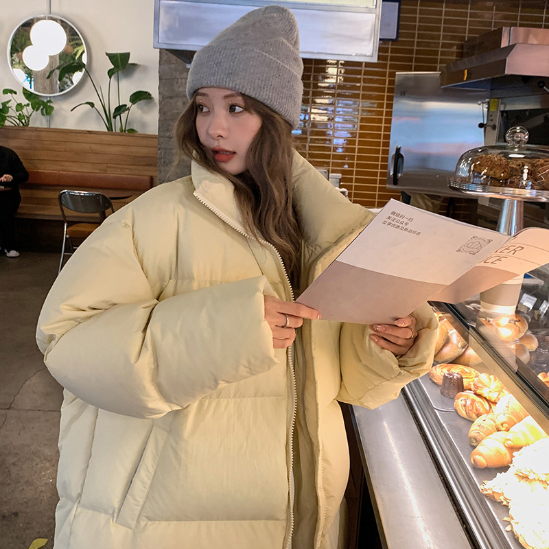 2023 Winter Mid Length Loose Cotton Coat Versatile Thickened Bread Coat_voghion.com