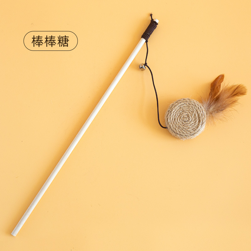 Palo de gato divertido, campana, plumas, sisal, madera maciza, poste de gato divertido, nudo, juguetes para gatos resistentes a morder, suministros para mascotas transfronterizas al por mayor