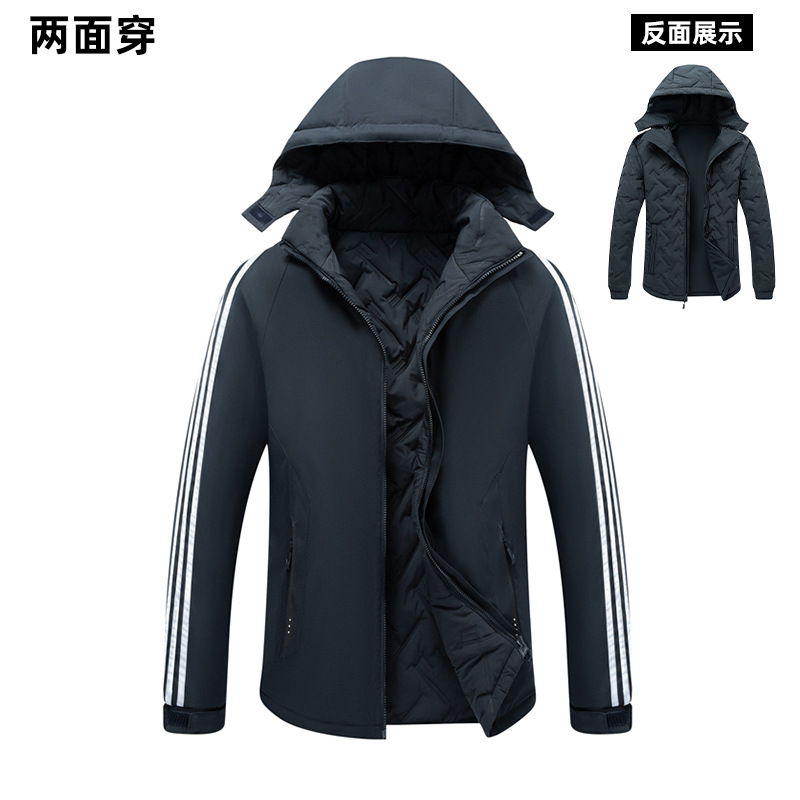 Nuevo sello de acero abrigo de algodón acolchado de doble cara abrigo de invierno para hombre sombrero desmontable abajo algodón más tamaño abrigo de algodón acolchado Suelto