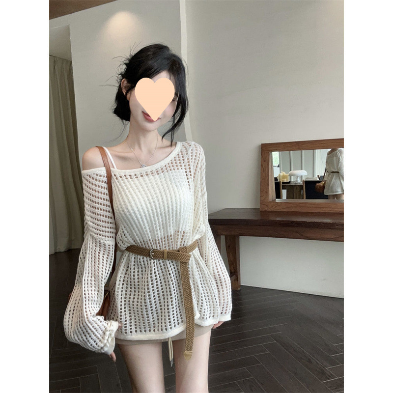 Pure Lusty Sexy Autum Suit for Women, Cut Out Knitwear with Camisole and Belt Three-Piece Set Pure Lusty Sexy Autum Suit for Women, Cut Out Knitwear with Camisole and Belt Three-Piece Set