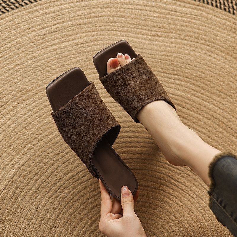 Zapatillas retro francesas para mujeres verano 2026 nuevas zapatillas de calzado de dedo de dedos con zapatillas de talón grueso image 3