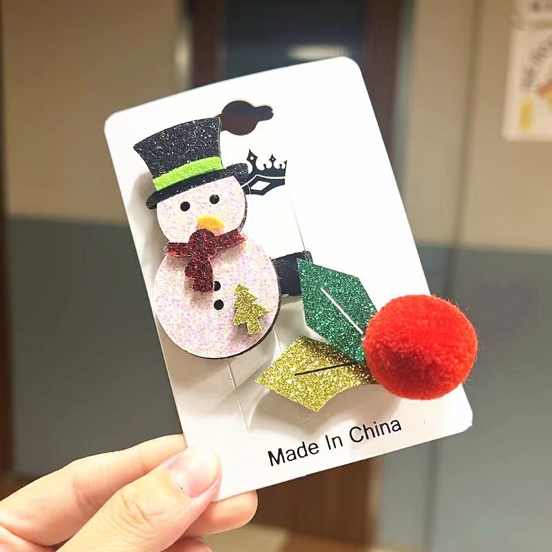 国境を越えた新しいクリスマスヘアピンヘラジカ雪だるま漫画頭飾り祝日パーティー髪飾りクリスマス靴下販売萌えクリップ|undefined
