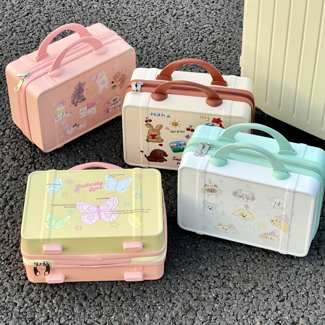 Original de 14 pulgadas maleta de mano maquillaje regalo de mano caja de boda pequeña mini caja puede imprimir logotipo