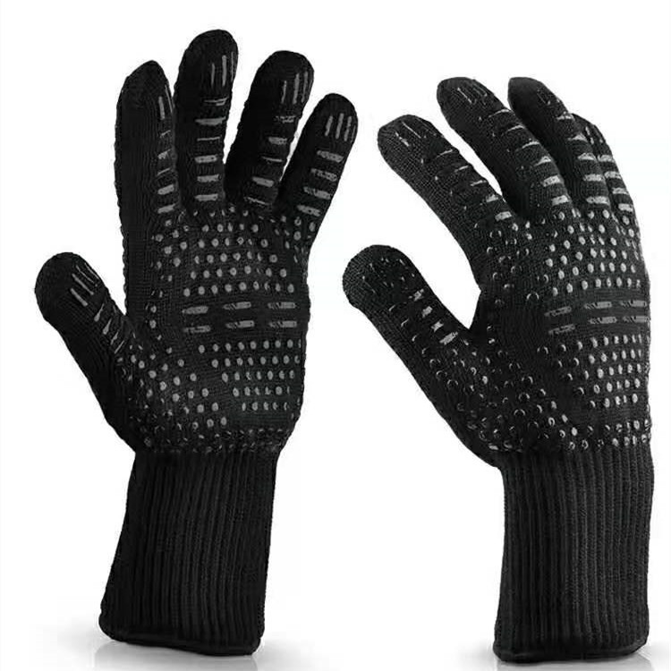 Guantes Aislantes en Existencia, Resistentes a Altas Temperaturas de hasta 500 Grados, Engrosados, Ignífugos, Guantes de Aramida Resistentes al Calor y Antiescaldaduras para Barbacoa EN407