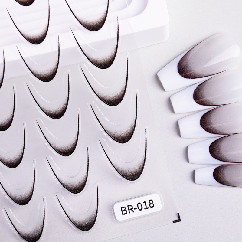 Cross-border gradient French nail art stickers color gradient simple Joker DIY French nail stickers jewelry BR