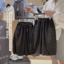 儿童波点碎花韩系裤子2026春秋新款女童休闲裤中小童百搭阔腿裤潮