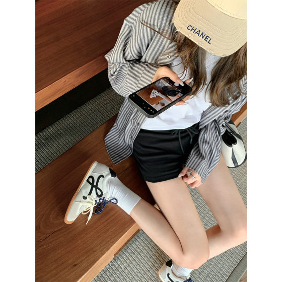 Cowhide version Su Yinyin with 5cm high-rise version crooked head mandarin duck with high-rise casual moral training shoes for women Forrest Gump shoes