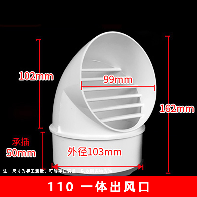 PVC integrado salida de aire dividida tapa de lluvia tapa de tubo de ventilación esférica tapa transpirable 180 especificación completa al por mayor